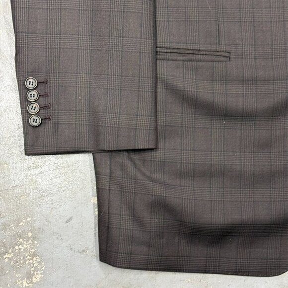 Bespoke John Ferrigamo Blazer Wool Sport Coat Brown Check 46R - Picture 3 of 10